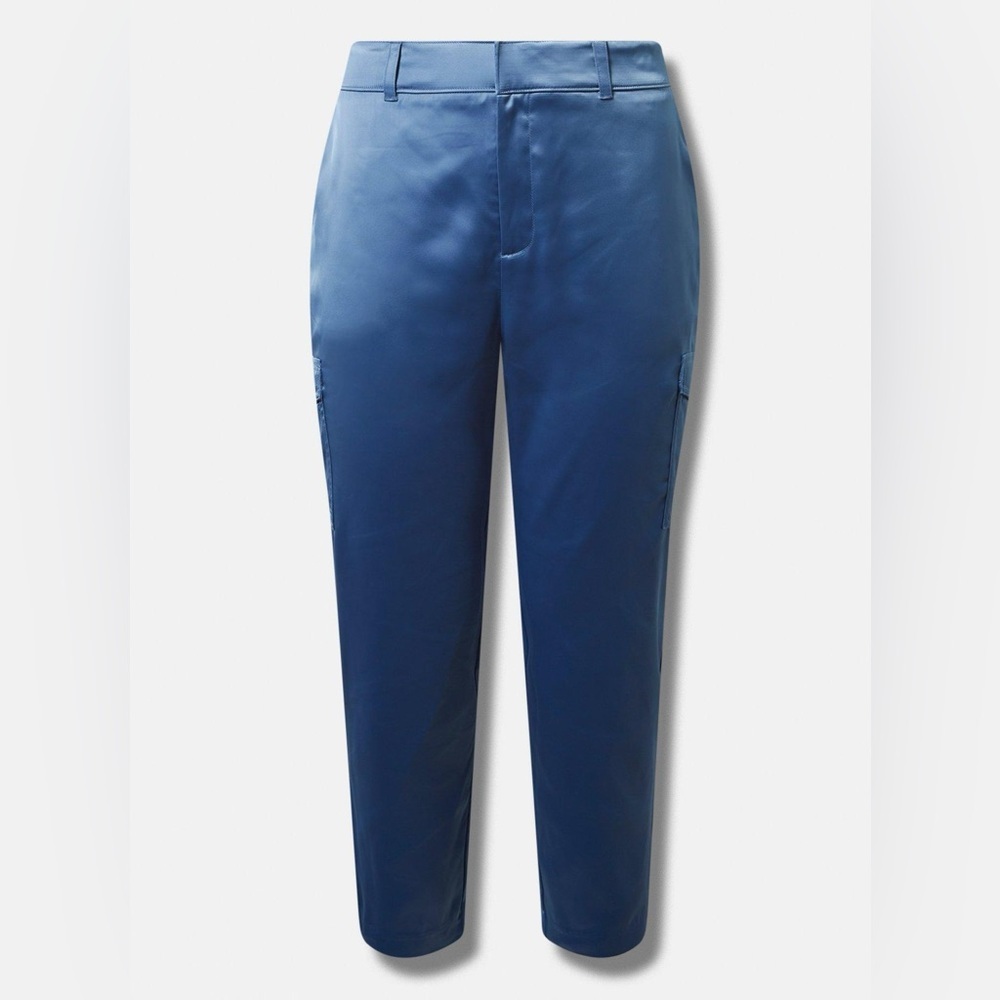 TORRID Relaxed Taper Satin Cargo Ceil Blue Pant - Picture 3 of 4